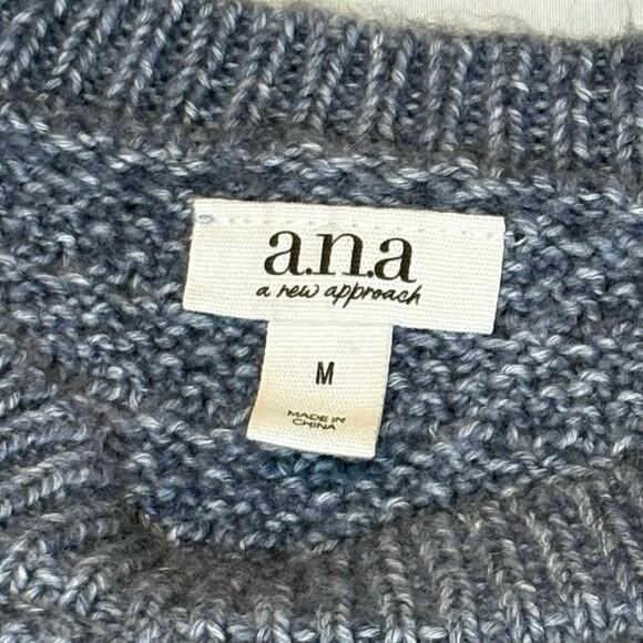 Blue Marled Textured Knit Crop Sweater Women’s M | Long Sleeve Crew Neck - Picture 4 of 9